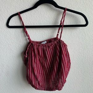 American Eagle Red Striped Cropped Tank